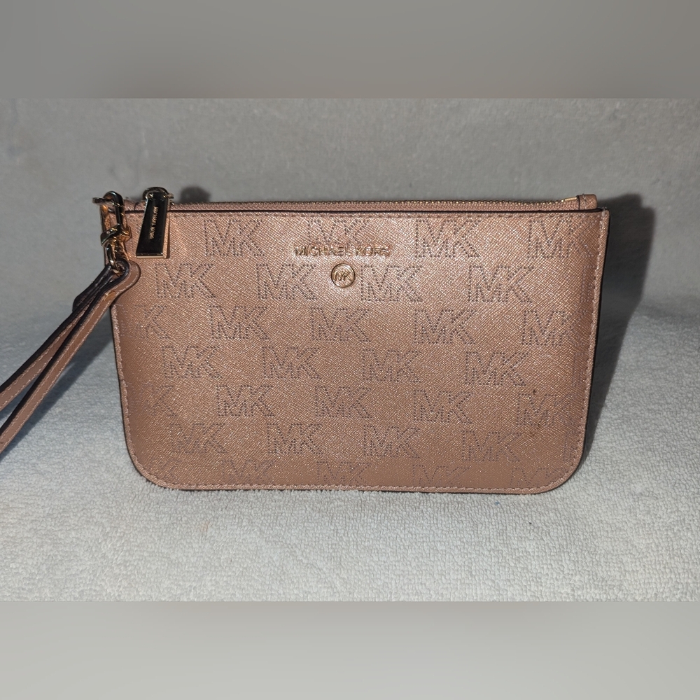 Michael Kors Jet Set Charm Large Monogram Wristlet Clutch